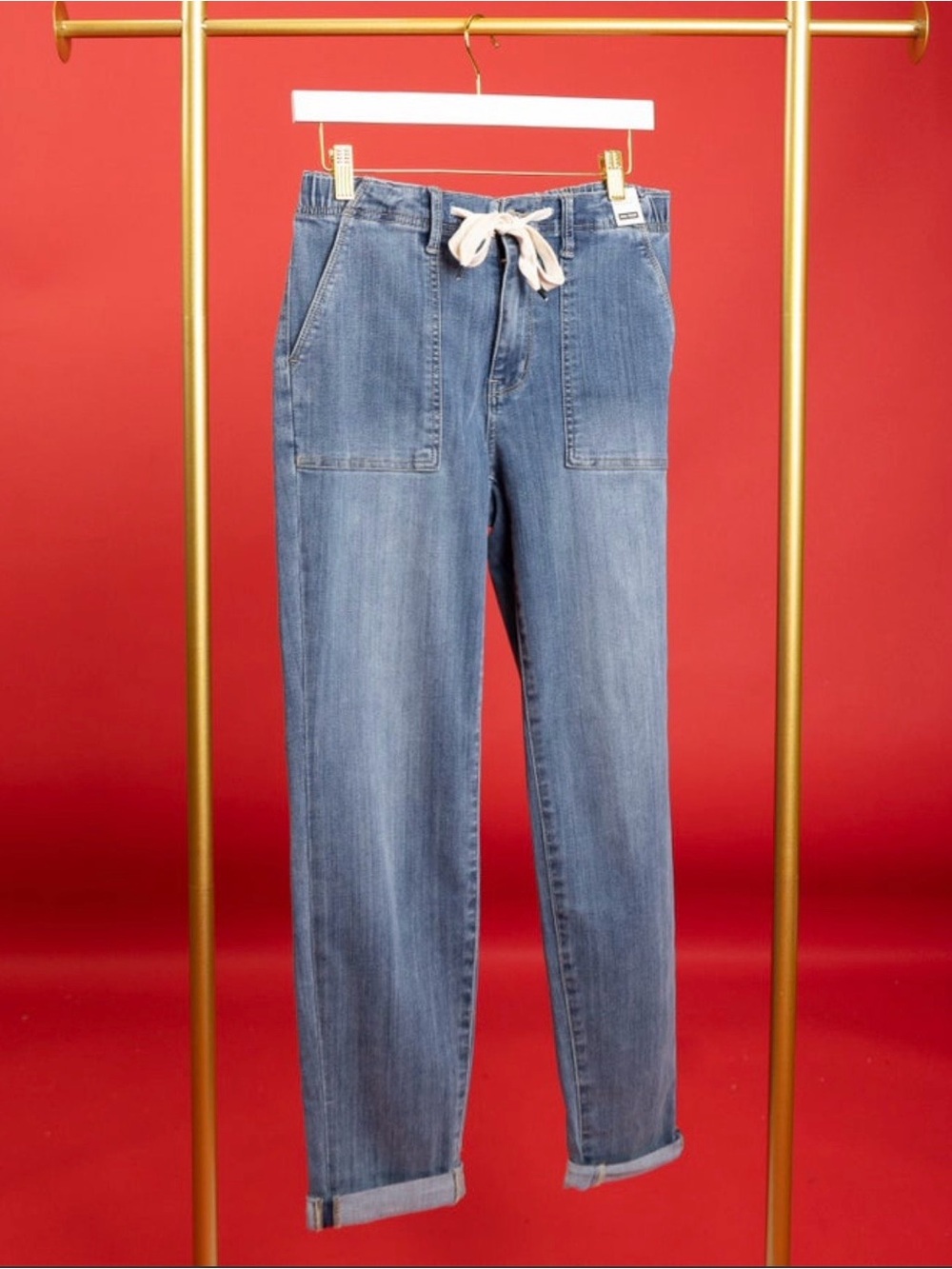 Judy Blue High Waisted Drawstring Jogger Light Blue Women's Jeans